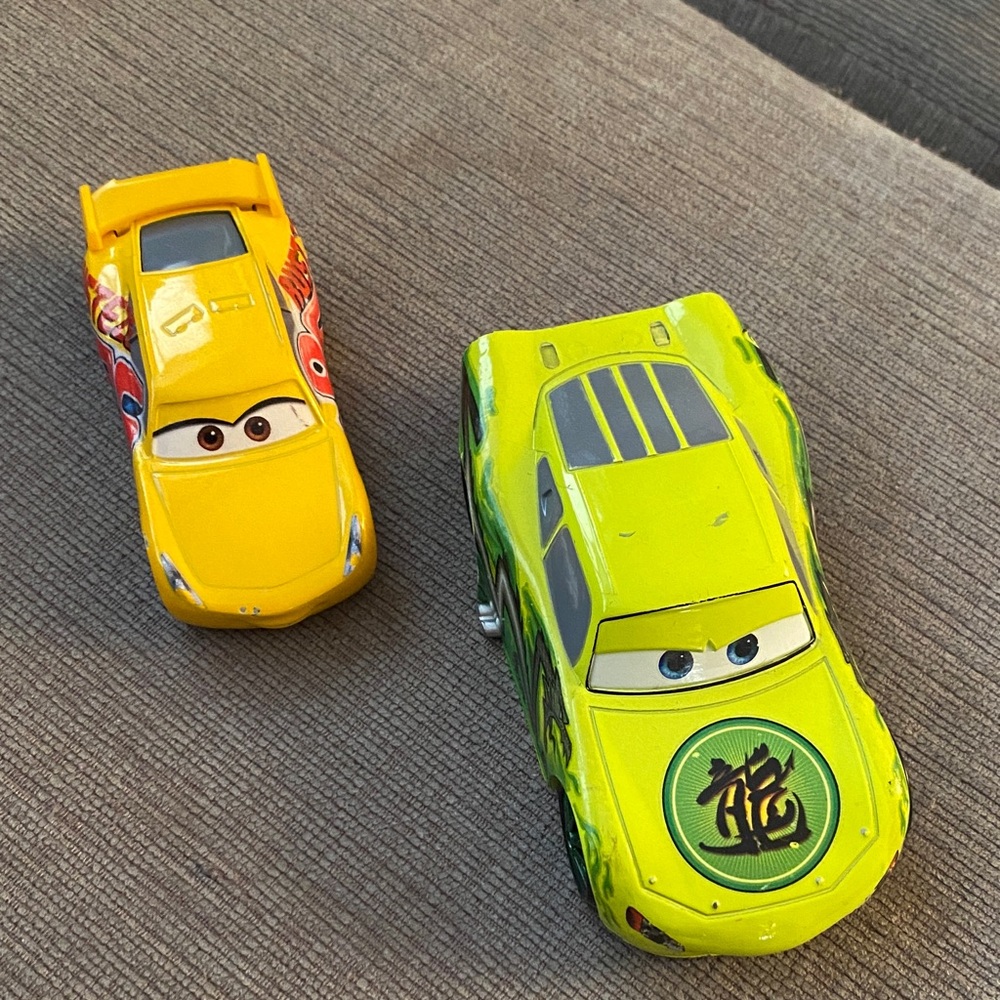 Yellow and Green Toy Cars Set